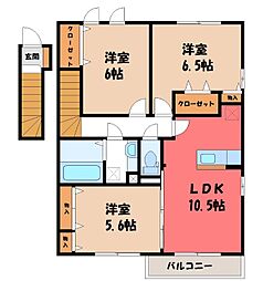 エルミタージュB 3LDKの間取図画像
