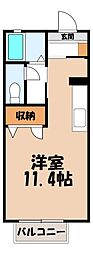 グランディールB ワンルームの間取図画像