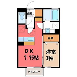 ブレーブスA 1DKの間取図画像