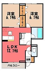 Dブルー・東城南 2LDKの間取図画像