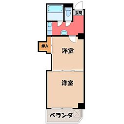 レジデンスカープ小山 2Kの間取図画像