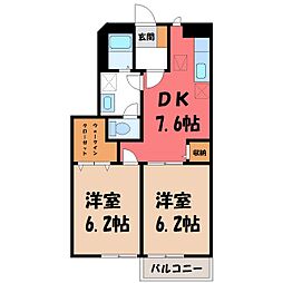 メゾンドソフィー 2DKの間取図画像