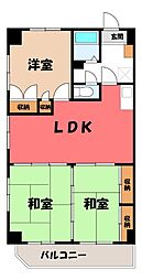 レジデンスカープ自治医大 2LDKの間取図画像