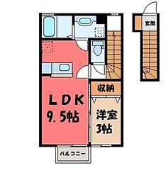 プラッツ西城南 1LDKの間取図画像