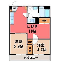 いせやハイツ 2LDKの間取図画像
