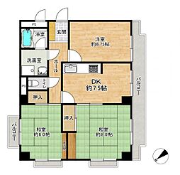 シャンボール香椎宮前 3DKの間取図画像
