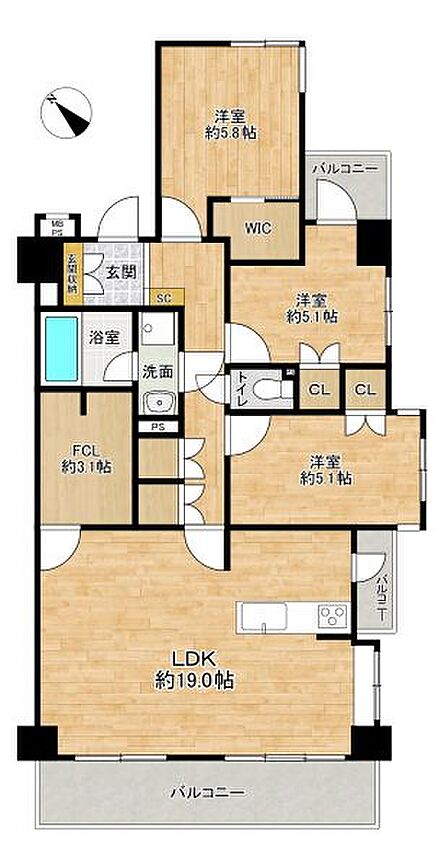 3LDK 間取り