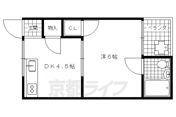 グリーンビラ京都 108｜京都府京都市伏見区深草僧坊町(賃貸マンション1DK・1階・25.71㎡)の写真 その2