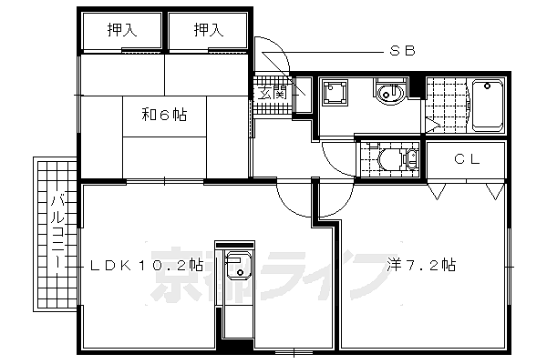 京都府木津川市木津町(賃貸アパート2LDK・1階・54.80㎡)の写真 その2