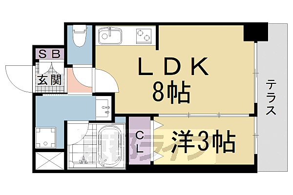 京都府京都市南区吉祥院中島町(賃貸マンション1LDK・1階・28.08㎡)の写真 その2