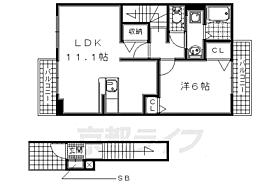 京都府城陽市枇杷庄西ノ口（賃貸アパート1LDK・2階・46.09㎡） その2