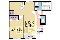 京阪本線 石清水八幡宮駅 3.5kmの賃貸アパート 1階1LDKの間取り