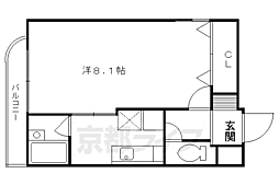 京阪宇治線 観月橋駅 徒歩6分の賃貸マンション 4階1Kの間取り