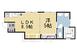 ボヌールハウス京都稲荷 2階1LDKの間取り