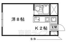京阪宇治線 宇治駅 徒歩13分の賃貸マンション 2階1Kの間取り