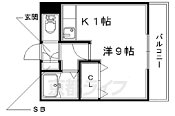 セントーサ 3階ワンルームの間取り