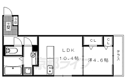 近鉄京都線 久津川駅 徒歩13分の賃貸アパート 2階1LDKの間取り