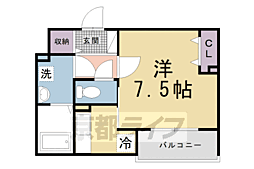 近鉄京都線 久津川駅 徒歩2分の賃貸アパート 1階1Kの間取り