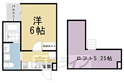 JR東海道・山陽本線 西大路駅 徒歩9分の賃貸マンション 2階1Kの間取り