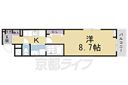 JR東海道・山陽本線 西大路駅 徒歩15分の賃貸アパート 1階1Kの間取り