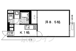 JR片町線(学研都市線) 京田辺駅 徒歩10分の賃貸アパート 1階1Kの間取り