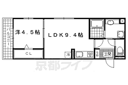 セジュール石田森南 2階1LDKの間取り