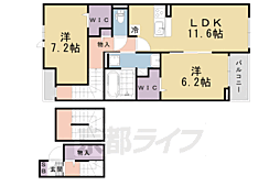 アムール鴨川 3階2LDKの間取り