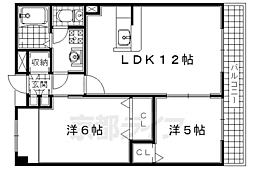 JR奈良線 山城青谷駅 徒歩7分の賃貸アパート 2階2LDKの間取り