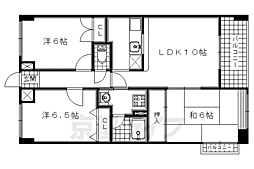 近鉄京都線 新田辺駅 徒歩8分の賃貸マンション 5階3LDKの間取り