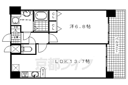 JR東海道・山陽本線 京都駅 徒歩10分の賃貸マンション 8階1LDKの間取り