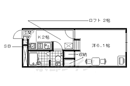 レオパレスアクシス 1階1Kの間取り