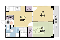 JR東海道・山陽本線 西大路駅 徒歩4分の賃貸マンション 1階2LDKの間取り
