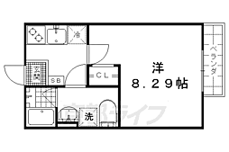 エルバ深草 1階1Kの間取り
