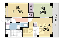 JR東海道・山陽本線 向日町駅 徒歩24分の賃貸マンション 3階2LDKの間取り