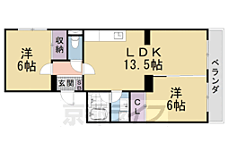 シャルム醍醐 2LDKの間取図画像