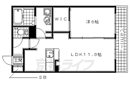 京阪宇治線 木幡駅 徒歩8分の賃貸アパート 2階1LDKの間取り