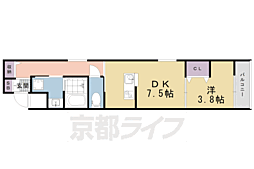 近鉄京都線 東寺駅 徒歩12分の賃貸マンション 2階1DKの間取り