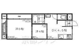 コーポ西浦 4階2DKの間取り