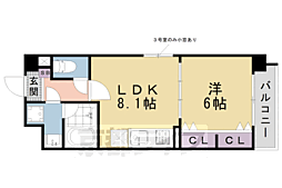 JR東海道・山陽本線 西大路駅 徒歩19分の賃貸マンション 3階1LDKの間取り