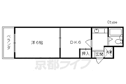 フレーヴァー深草 3階1DKの間取り