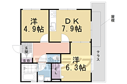 レジデンス桝形 1階2DKの間取り