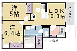 ルピナスコート京田辺 1階/-