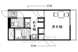 レオパレスフォンターナ 1Kの間取図画像