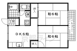 セジュール伊勢田 2DKの間取図画像