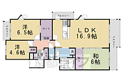 パルコート桃山北大和坂弐番館 3LDKの間取図画像