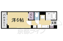 ピースフル二条 1Kの間取図画像