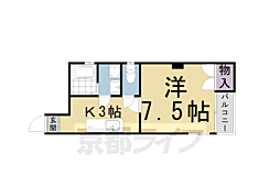 アルカス二条 1Kの間取図画像