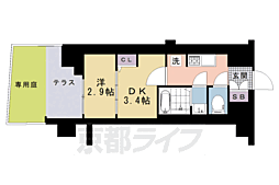 京都市上京区長門町マンション 1DKの間取図画像