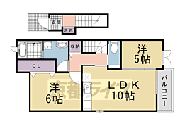 花のワルツ嵯峨 2LDKの間取図画像