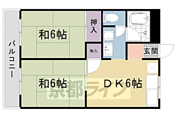 ラーバン嵯峨 2DKの間取図画像